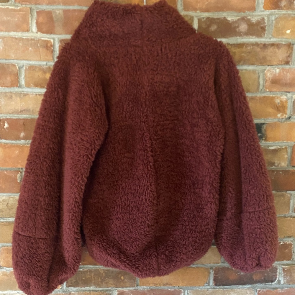 LULULEMON warm restore sherpa pullover “savannah” colour burgundy XS/S - Picture 6 of 9